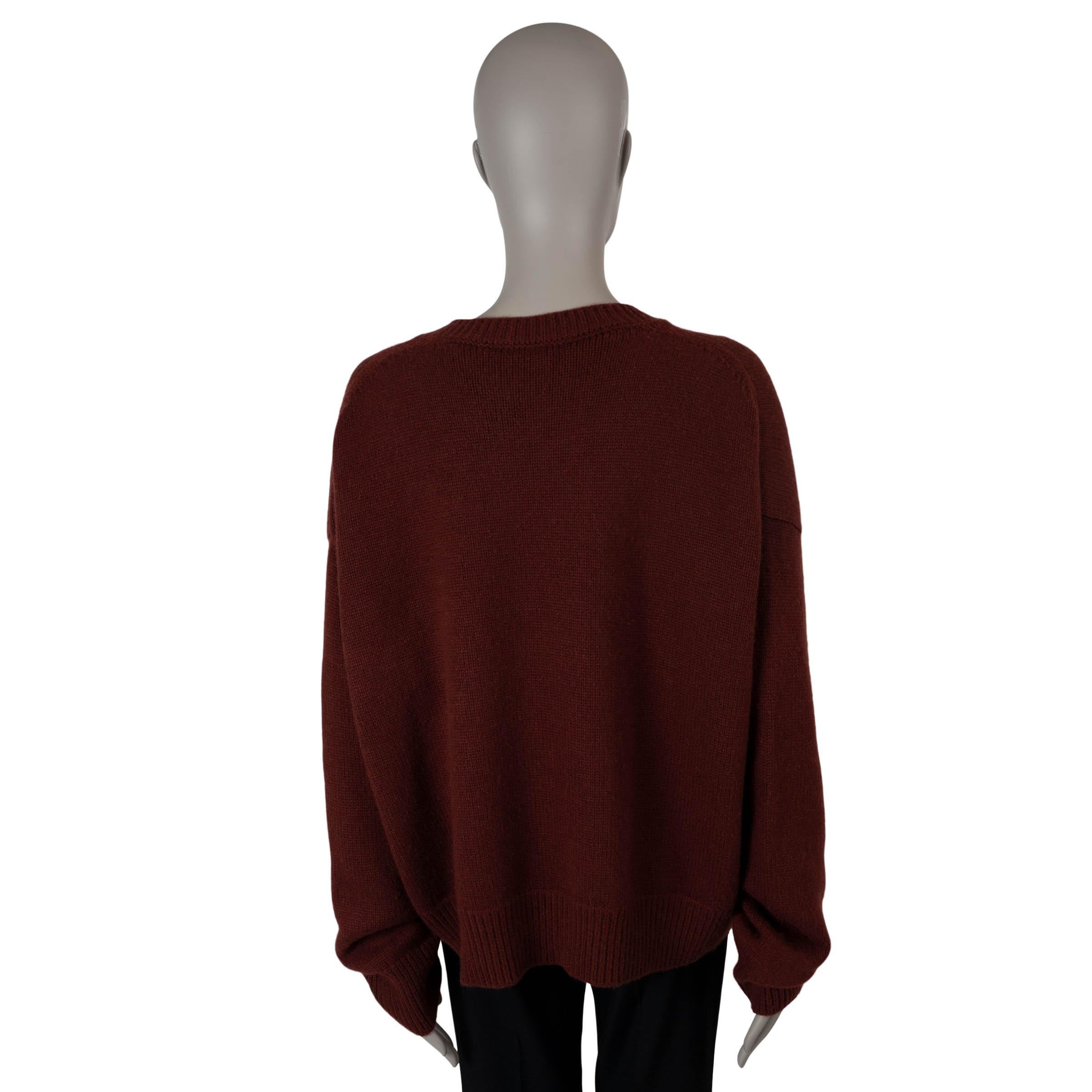 Black CELINE burgundy cashmere 2018 TECHNO LUX CREWNECK Sweater L For Sale