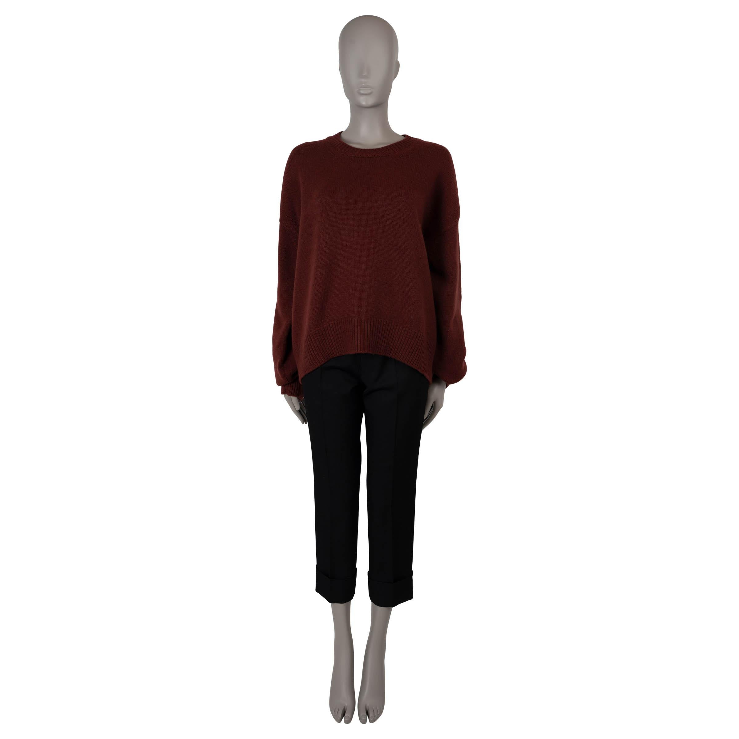 Women's CELINE burgundy cashmere 2018 TECHNO LUX CREWNECK Sweater L For Sale