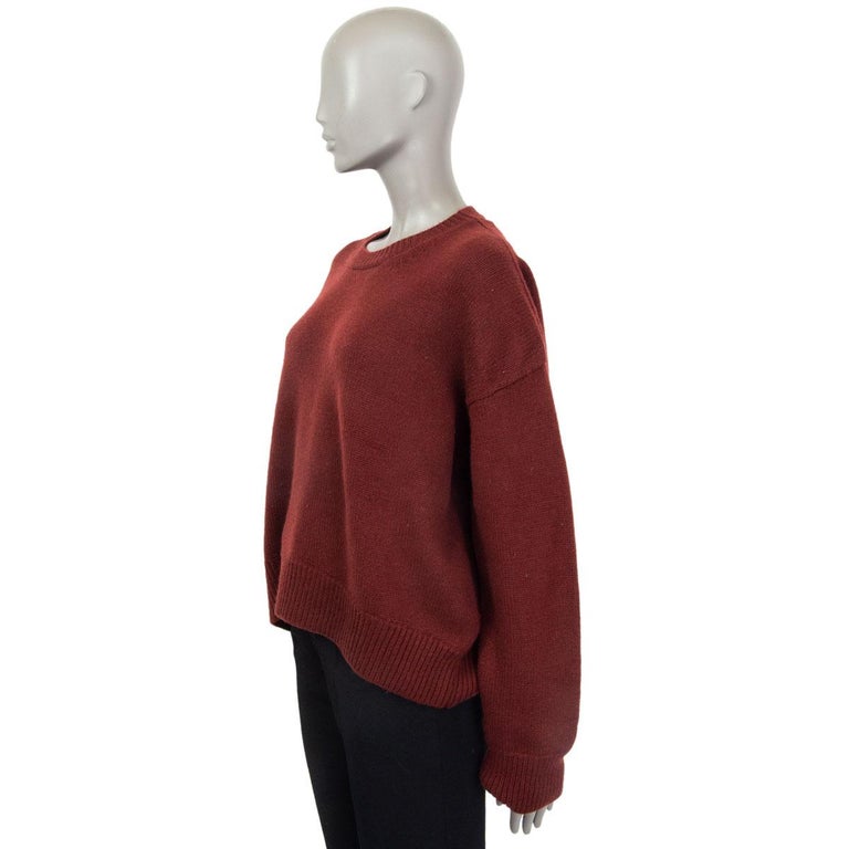 CELINE burgundy cashmere blend Crewneck Sweater S at 1stDibs