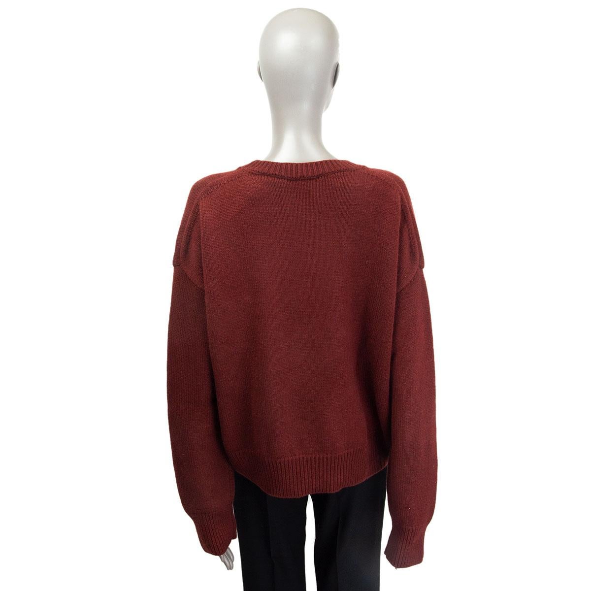 CELINE burgundy cashmere blend Crewneck Sweater S In Excellent Condition In Zürich, CH
