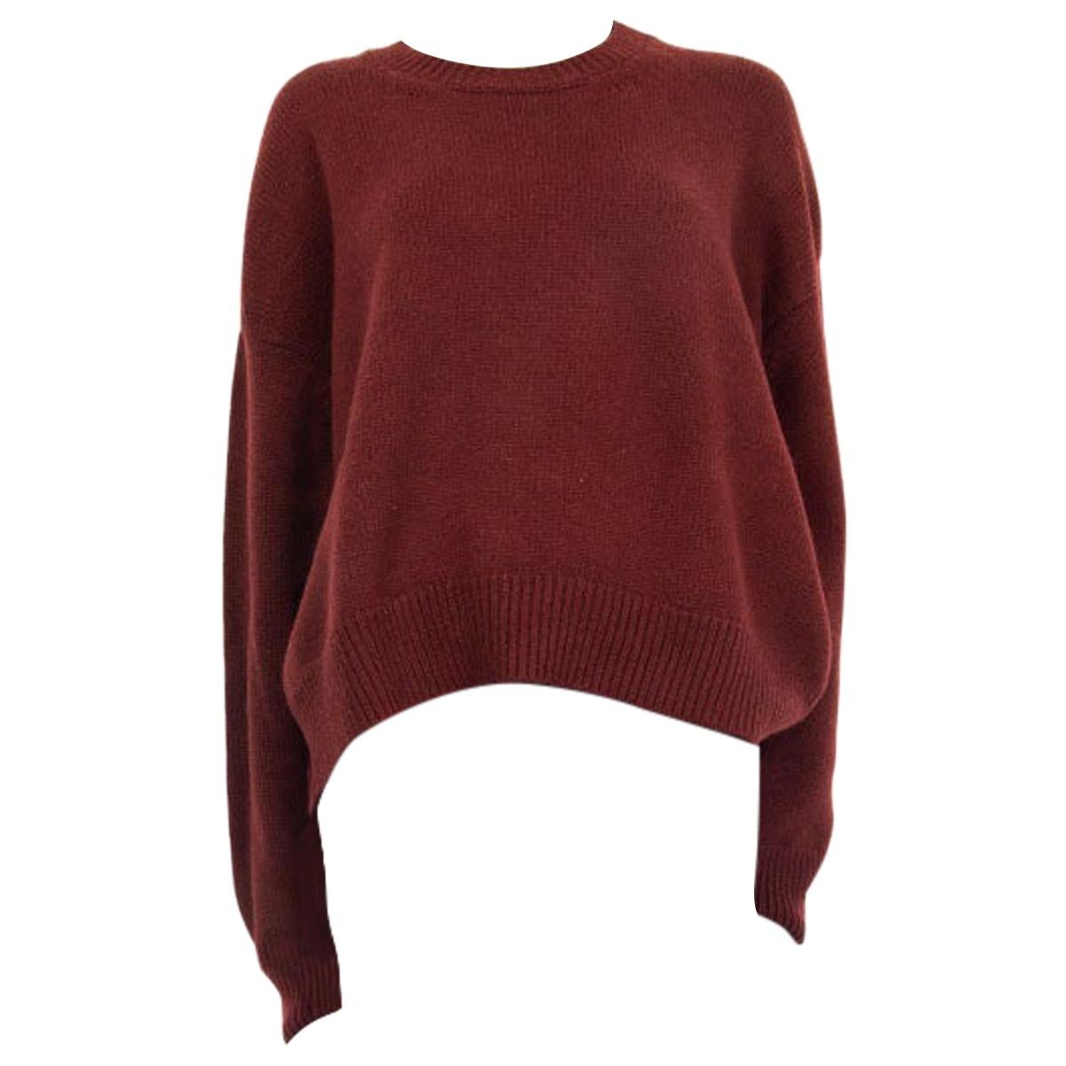 CELINE burgundy cashmere blend Crewneck Sweater S