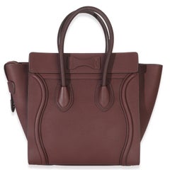 Celine Burgundy Drummed Calfskin Micro Luggage Tote