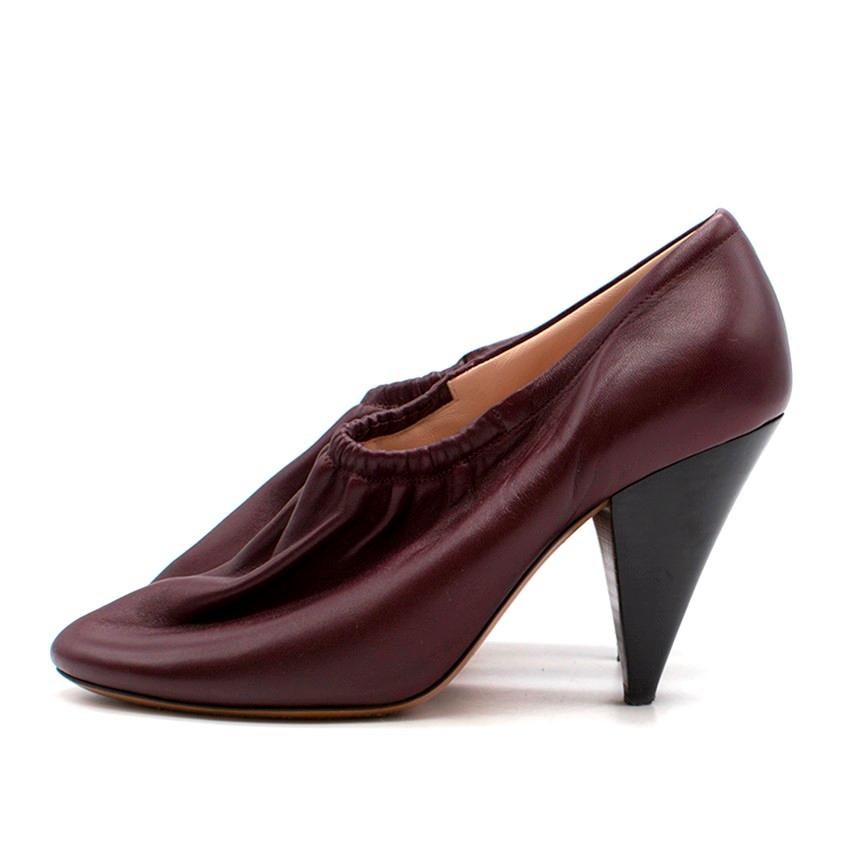 Celine Burgundy Elasticated Cone Heel Pumps SIZE 35.5 In Excellent Condition In London, GB