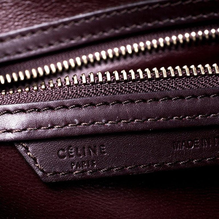 Celine Burgundy/Green Canvas and Leather Mini Luggage Tote at 1stDibs