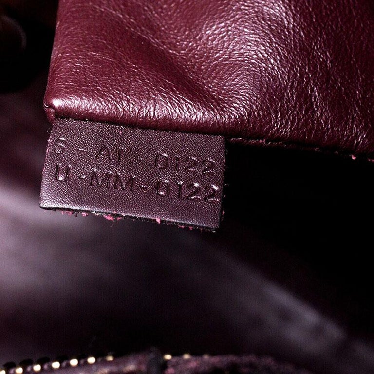 Celine Burgundy/Green Canvas and Leather Mini Luggage Tote at 1stDibs