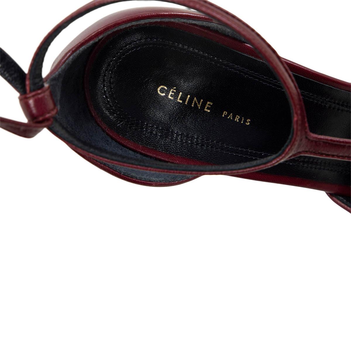 Céline - Chaussures à talons en cuir bordeaux avec bride en T, 38, 2018 1