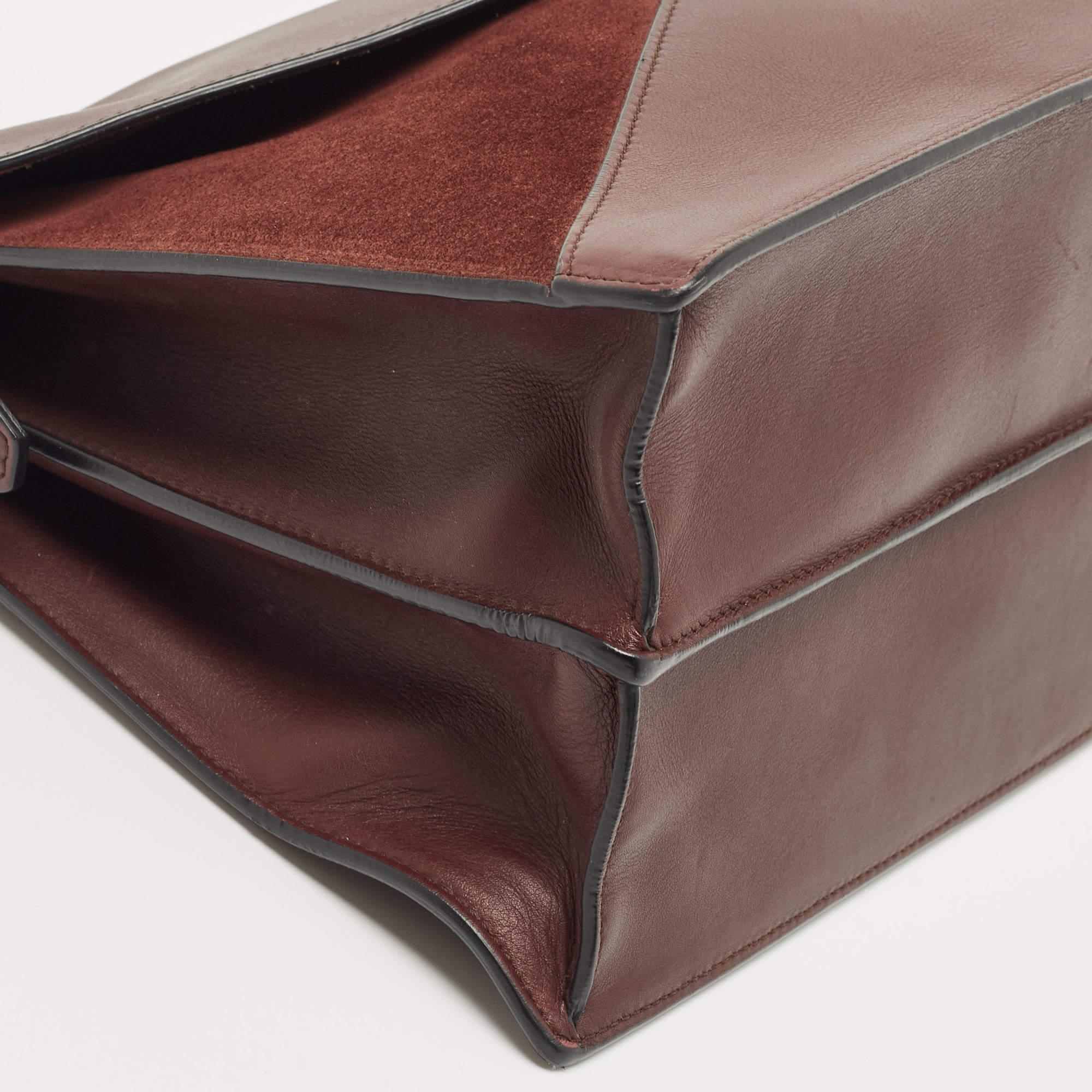 Celine Burgundy Leather and Suede Medium Diamond Shoulder Bag 7
