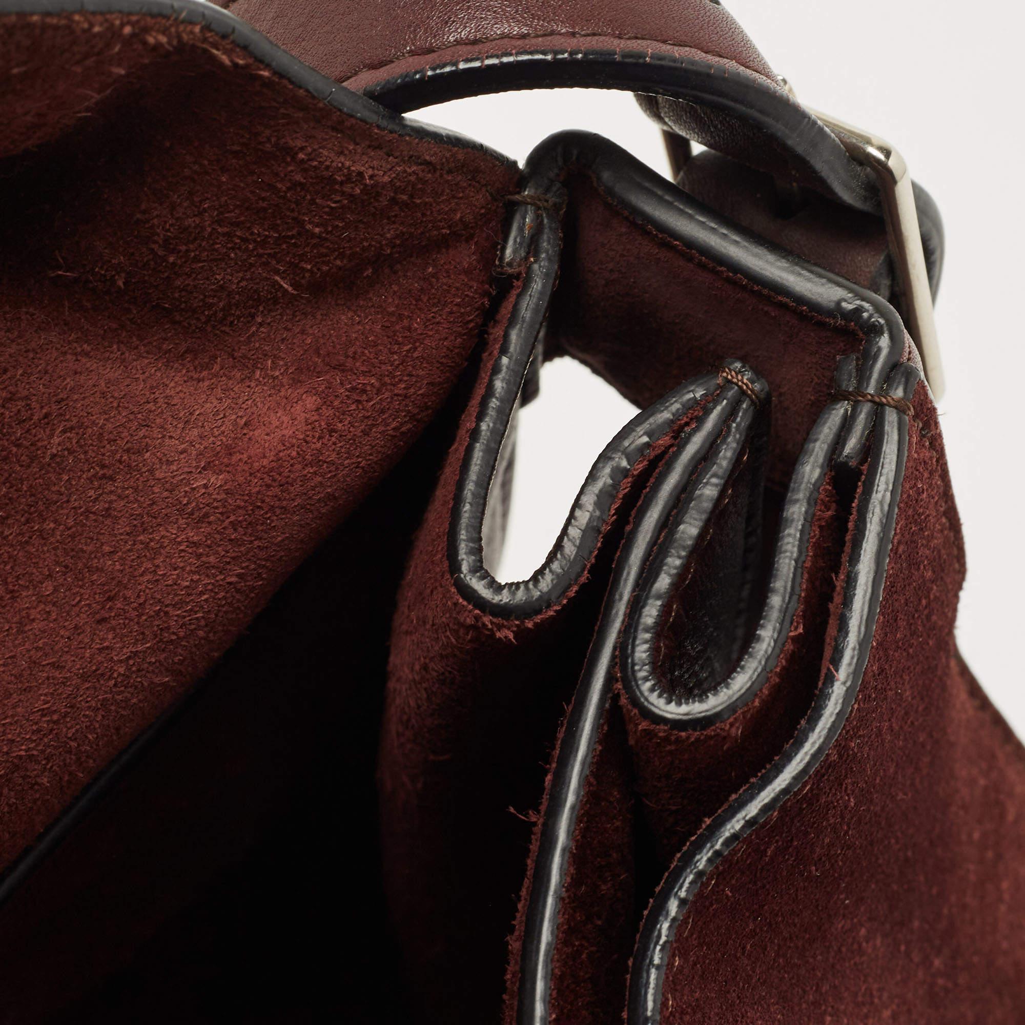 Celine Burgundy Leather and Suede Medium Diamond Shoulder Bag 8