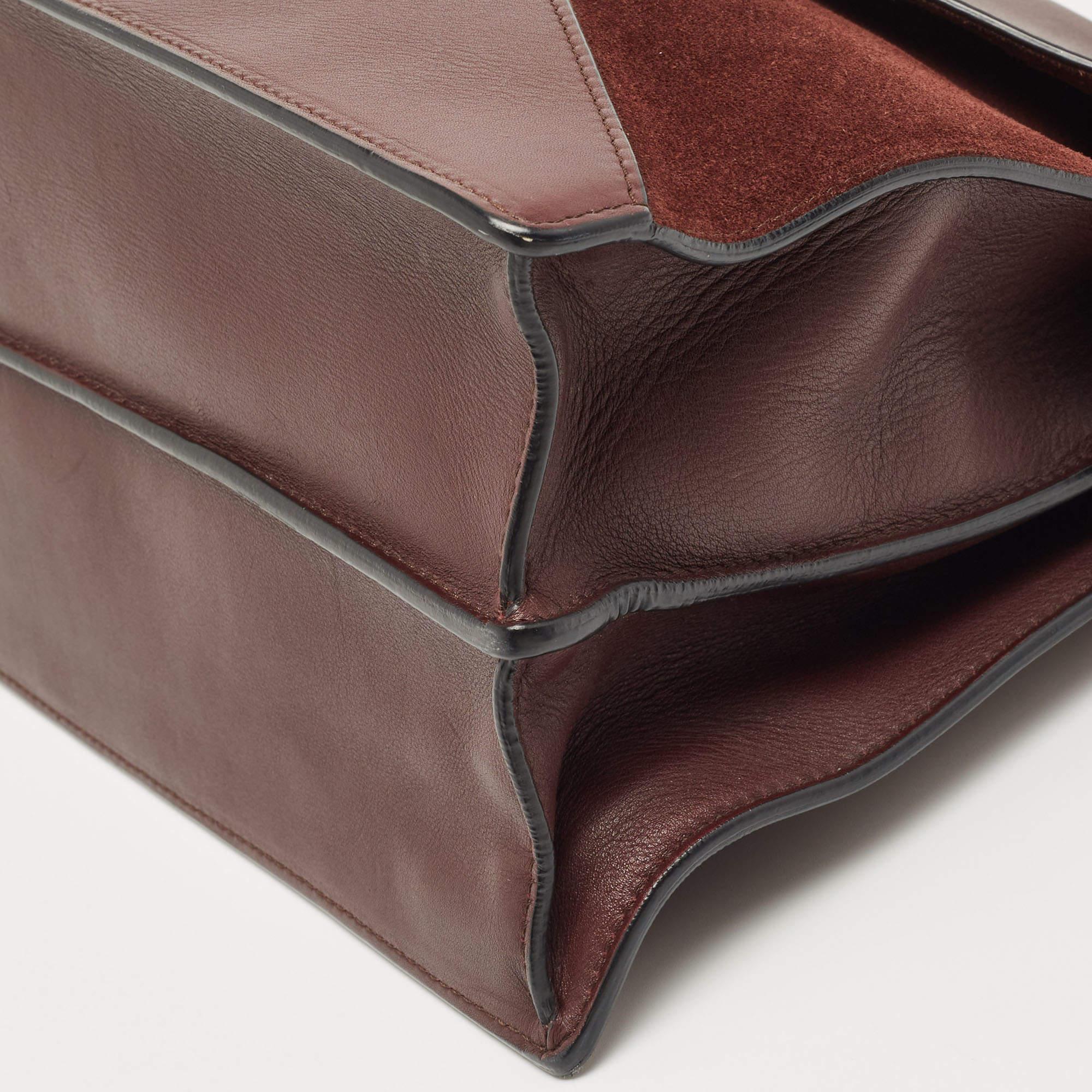 Celine Burgundy Leather and Suede Medium Diamond Shoulder Bag 9