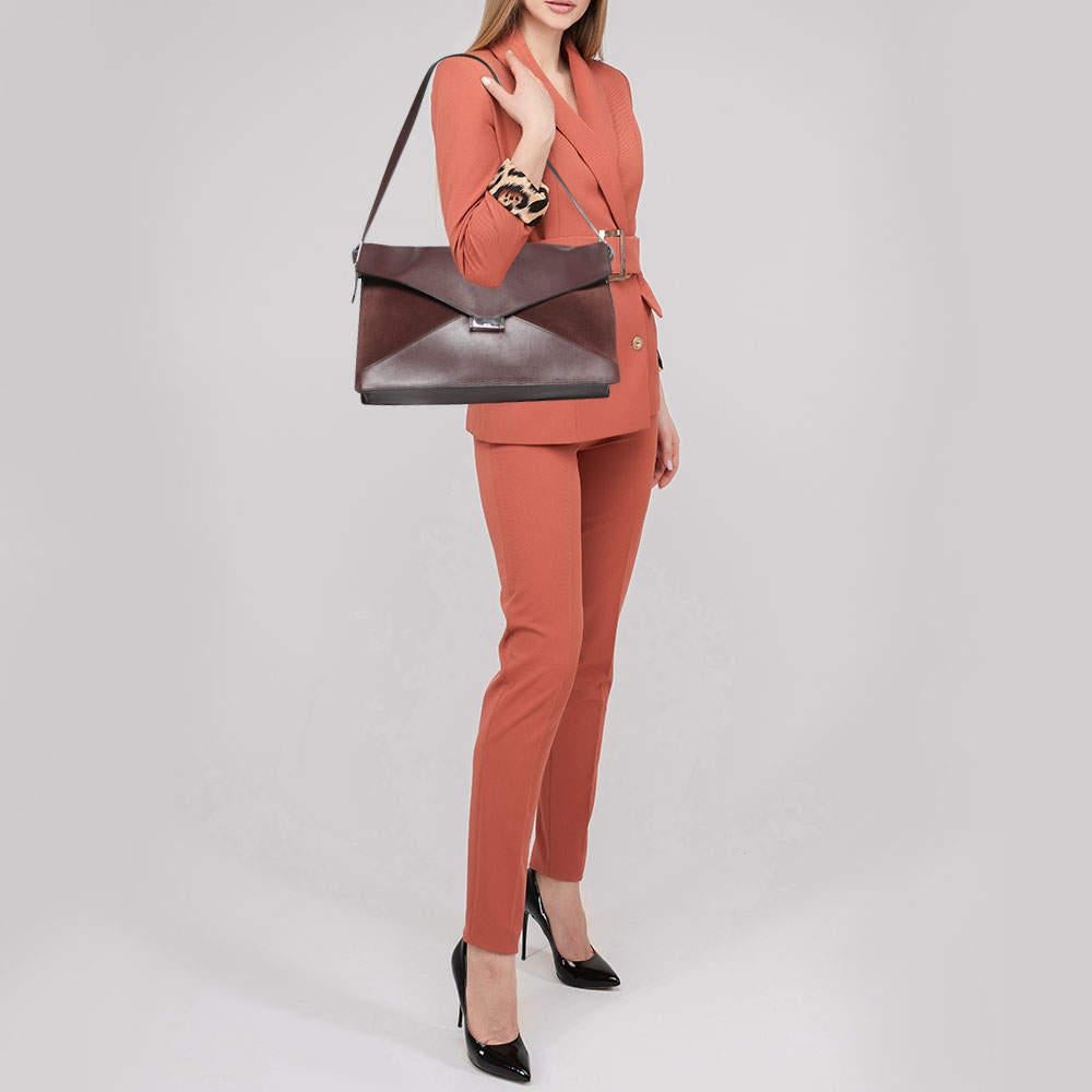 Celine Burgundy Leather and Suede Medium Diamond Shoulder Bag 12