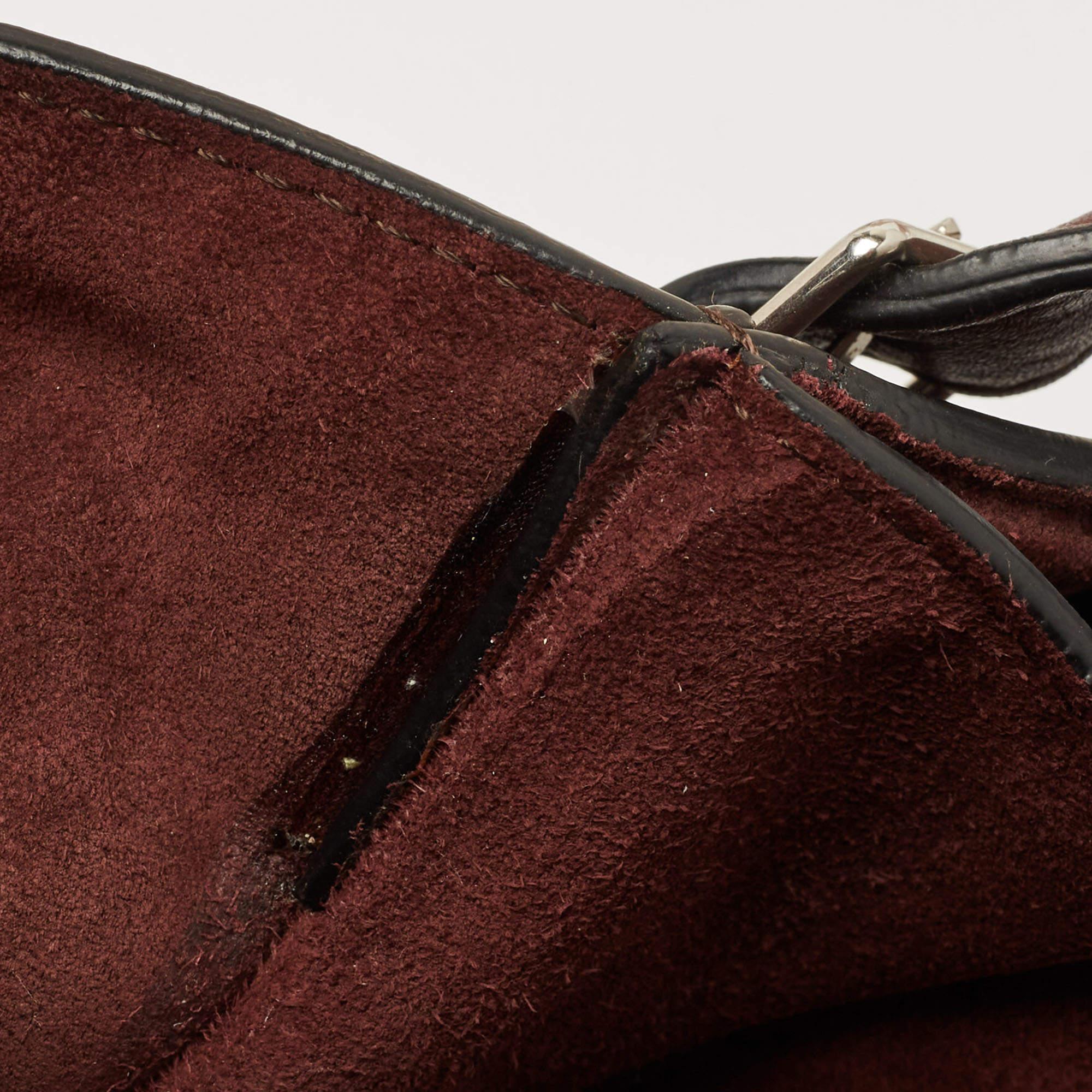 Celine Burgundy Leather and Suede Medium Diamond Shoulder Bag 3