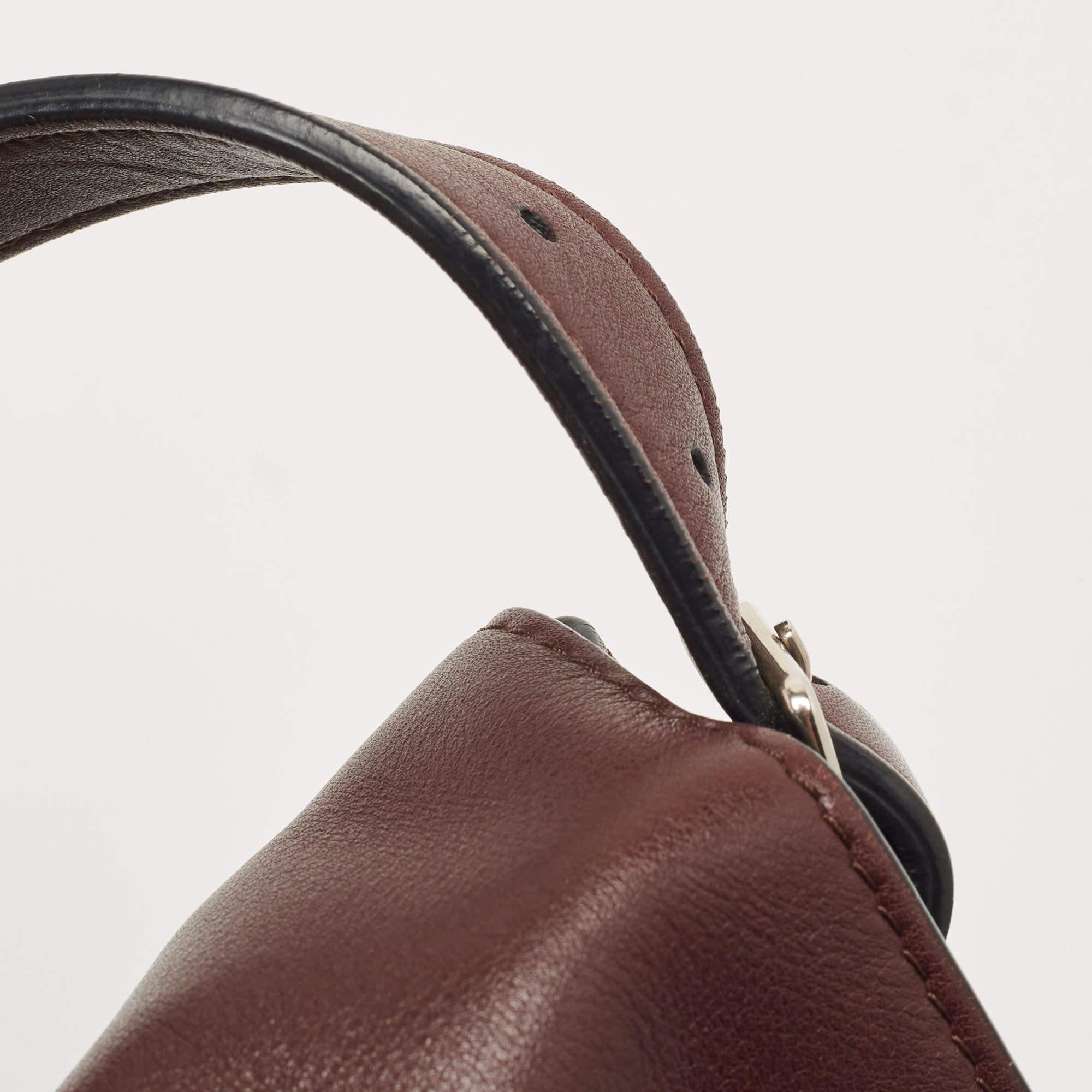Celine Burgundy Leather and Suede Medium Diamond Shoulder Bag 4