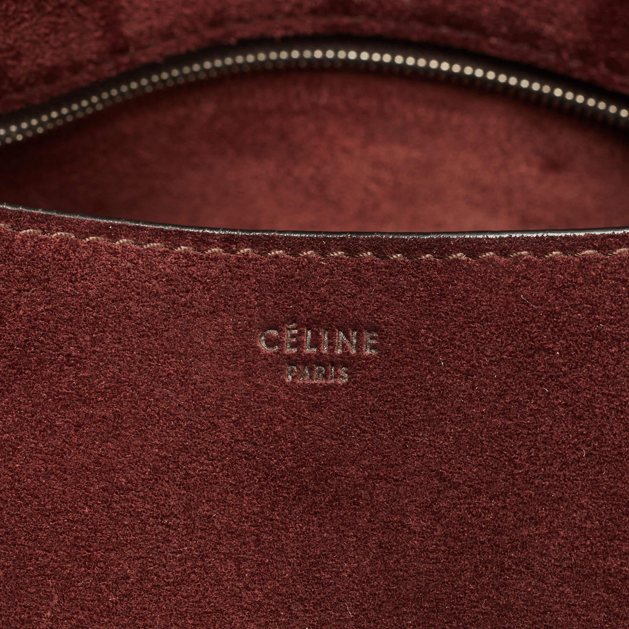 Celine Burgundy Leather and Suede Medium Diamond Shoulder Bag 5