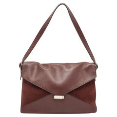 Bolso Mediano Celine Diamante de Piel y Ante Borgoña