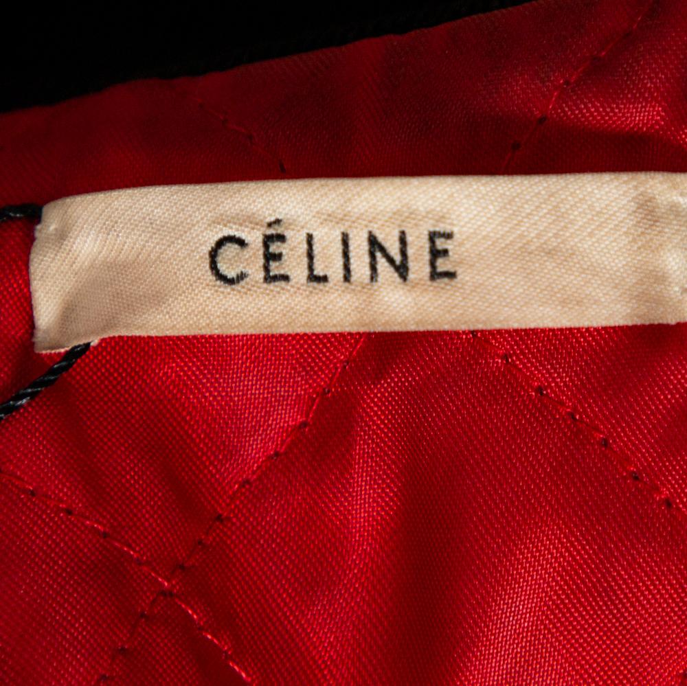 Black Celine Burgundy Leather Biker Jacket S