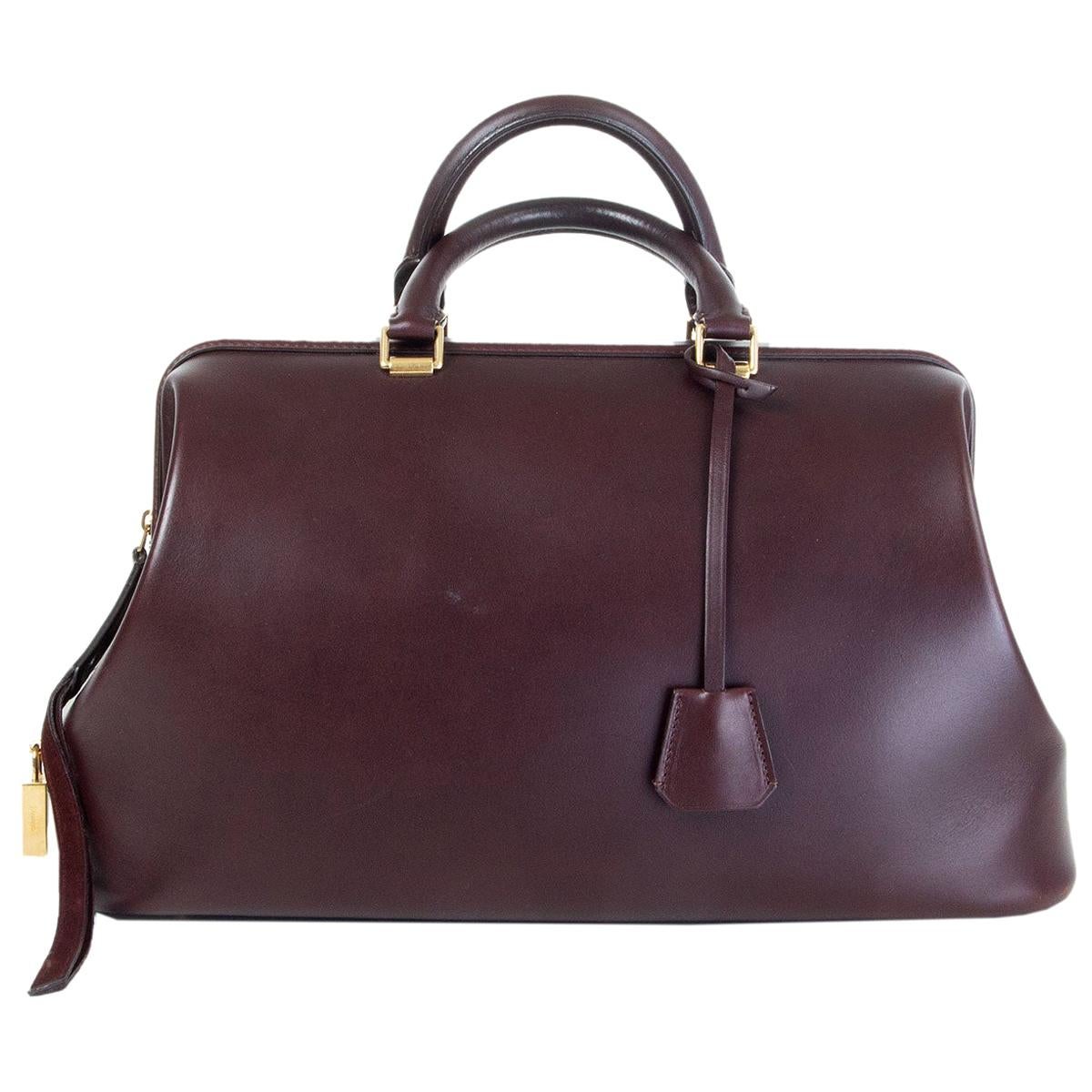 CELINE burgundy leather FRAME DOCTOR SMALL Bag