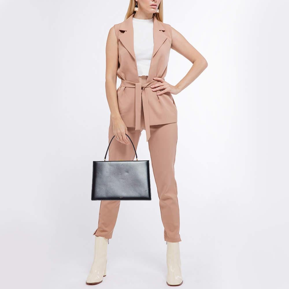 Celine Burgundy Leather Frame Top Handle Bag In Good Condition In Dubai, Al Qouz 2