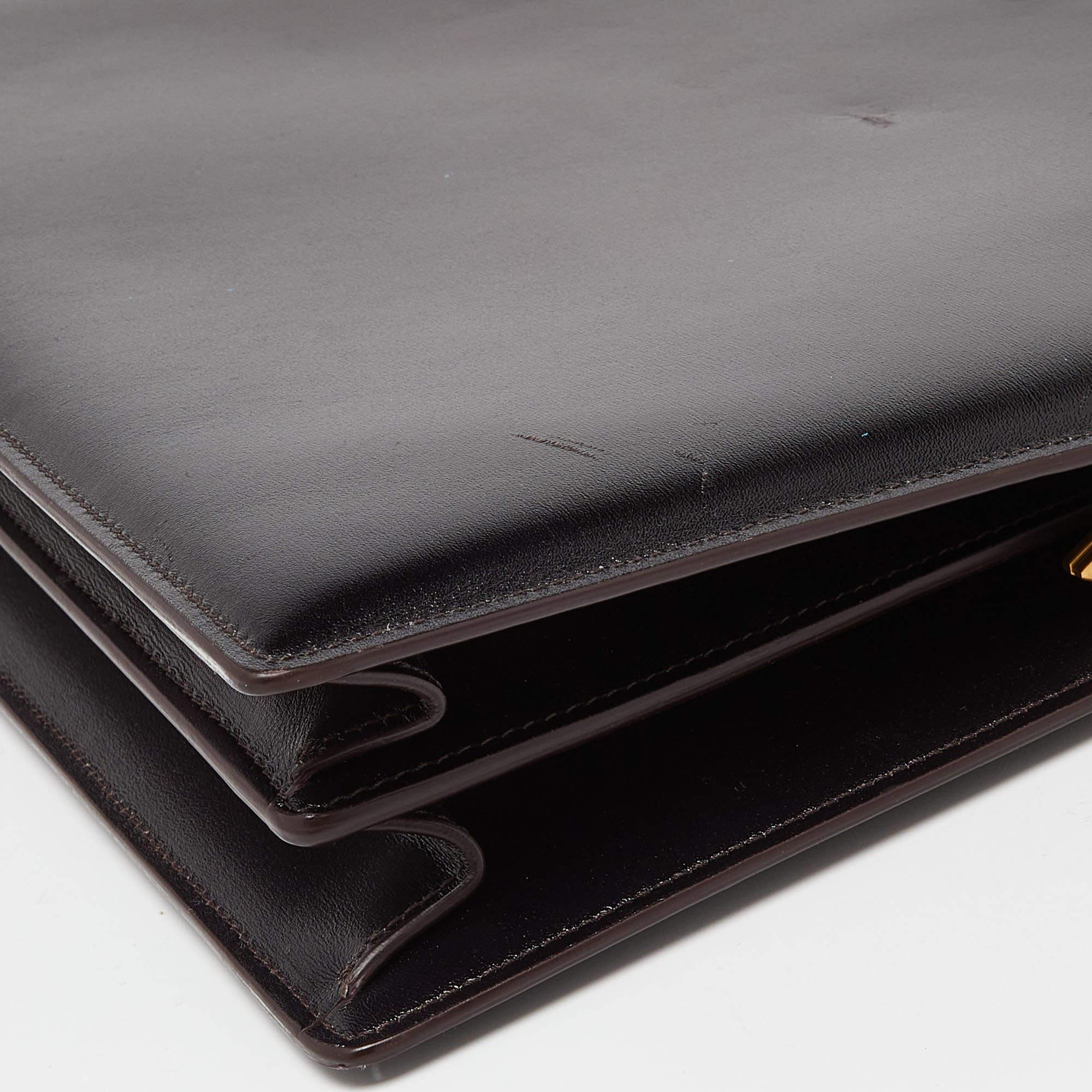 Celine Burgundy Leather Frame Top Handle Bag 5