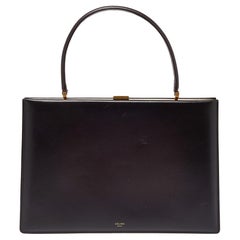 Celine Burgundy Leather Frame Top Handle Bag