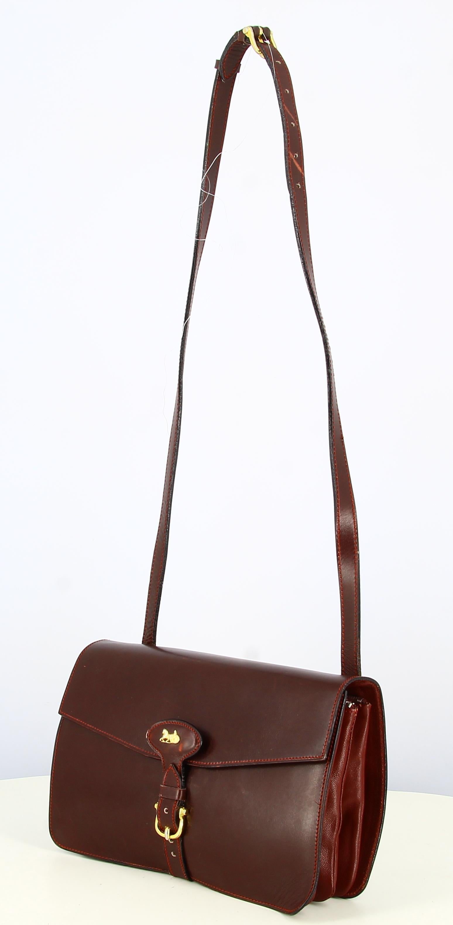 Black Céline Burgundy Leather Handbag 