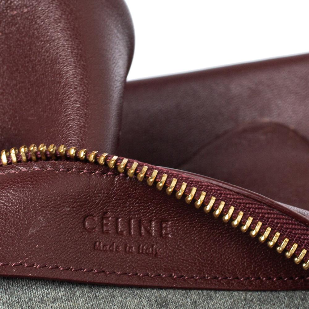Celine Burgundy Leather Large Trio Crossbody Bag In Good Condition In Dubai, Al Qouz 2