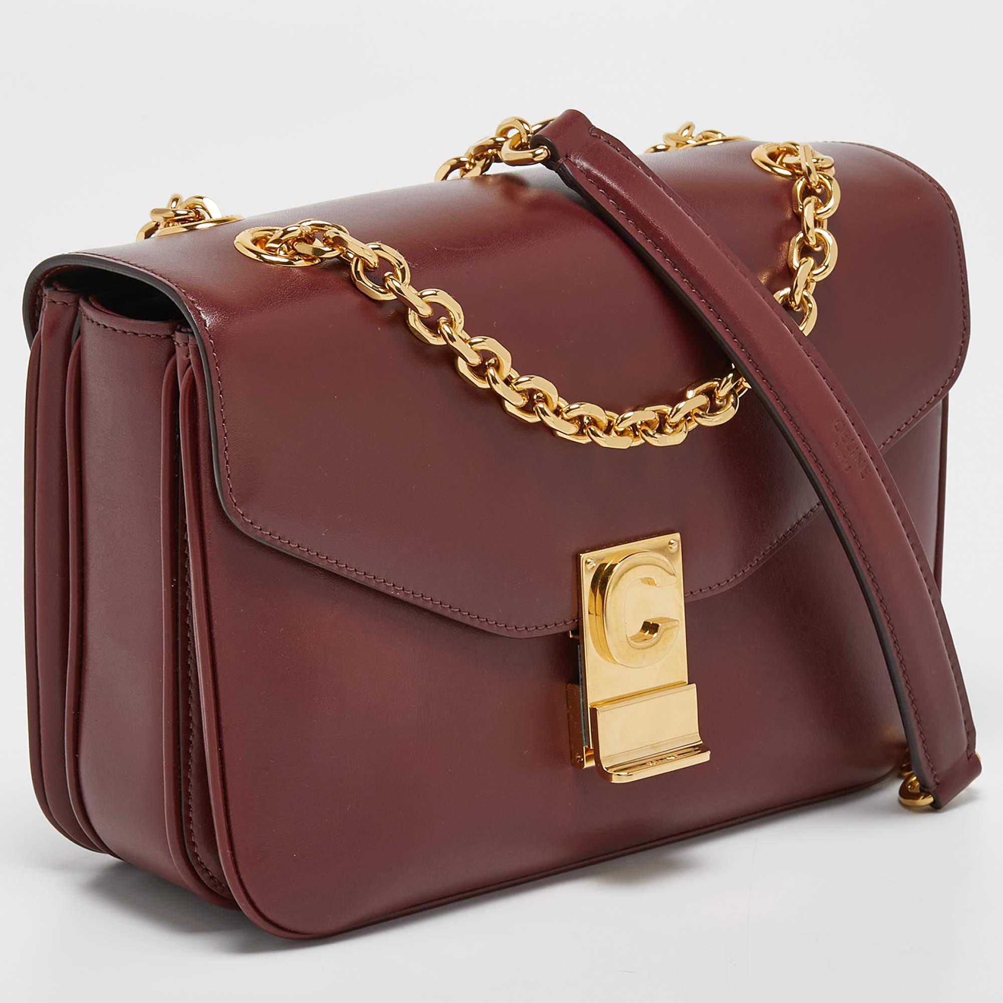 Celine Burgundy Leather Medium C Shoulder Bag 1