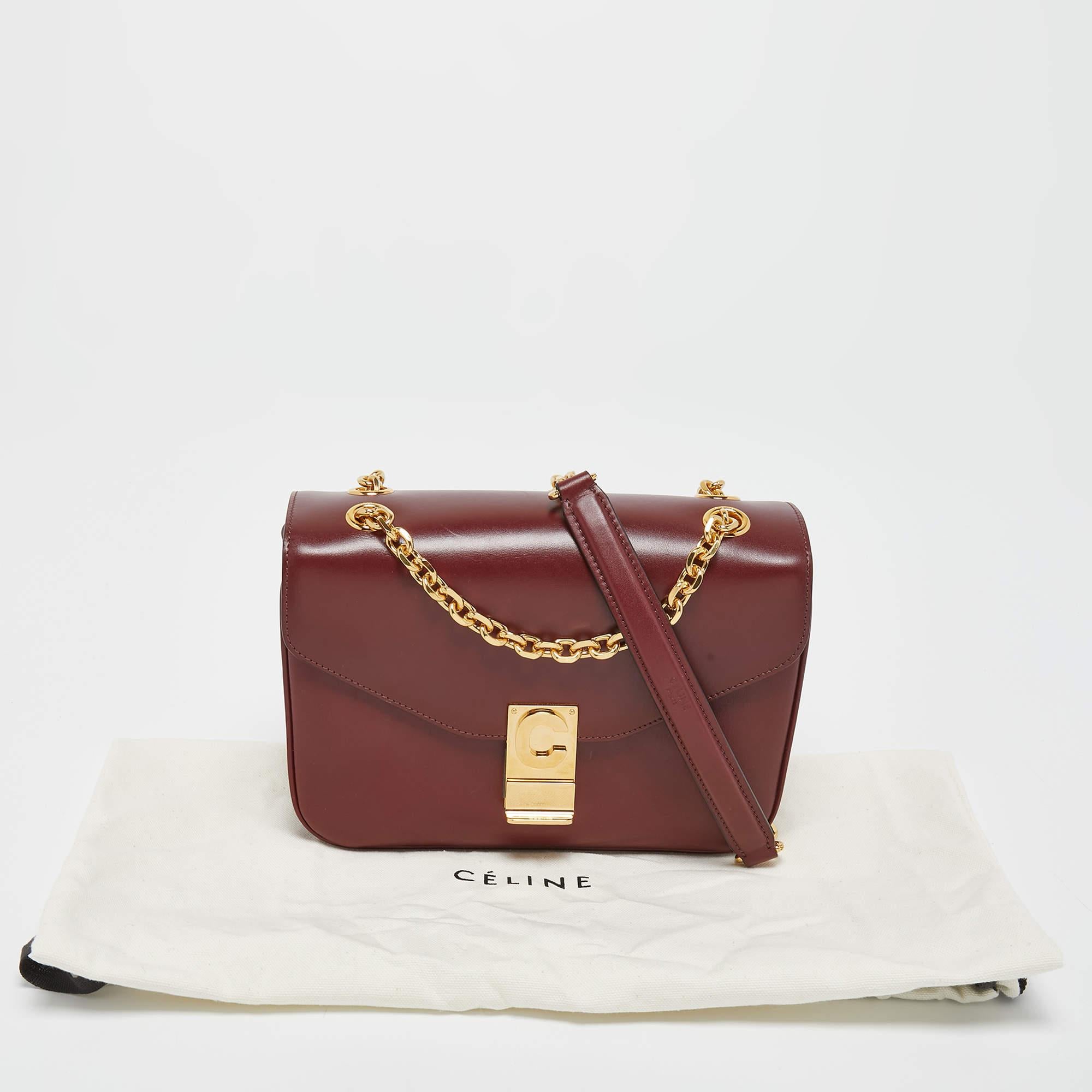 Celine Burgundy Leather Medium C Shoulder Bag 5