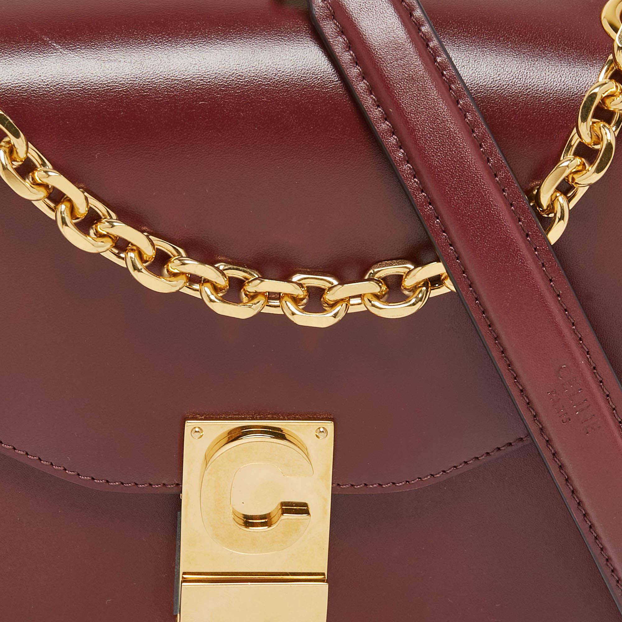 Celine Burgundy Leather Medium C Shoulder Bag 6