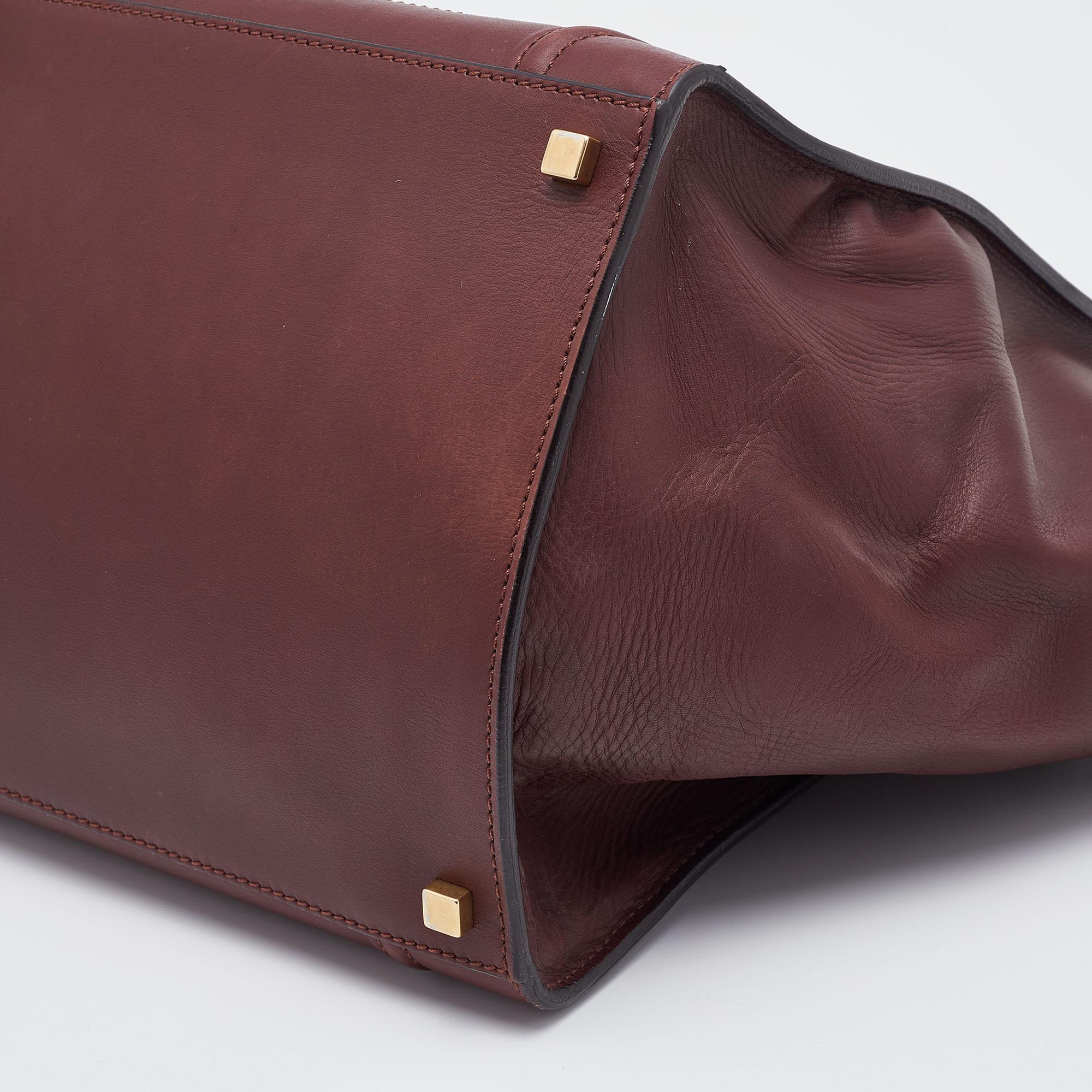 Women's Celine Burgundy Leather Medium Phantom Luggage Tote