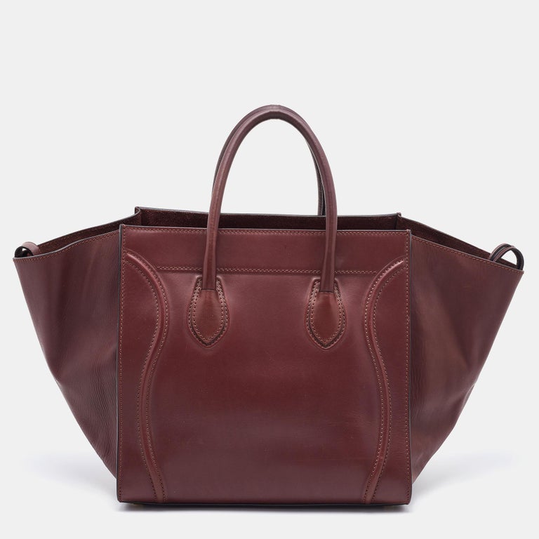 Celine Burgundy Leather Medium Phantom Luggage Tote For Sale at 1stDibs