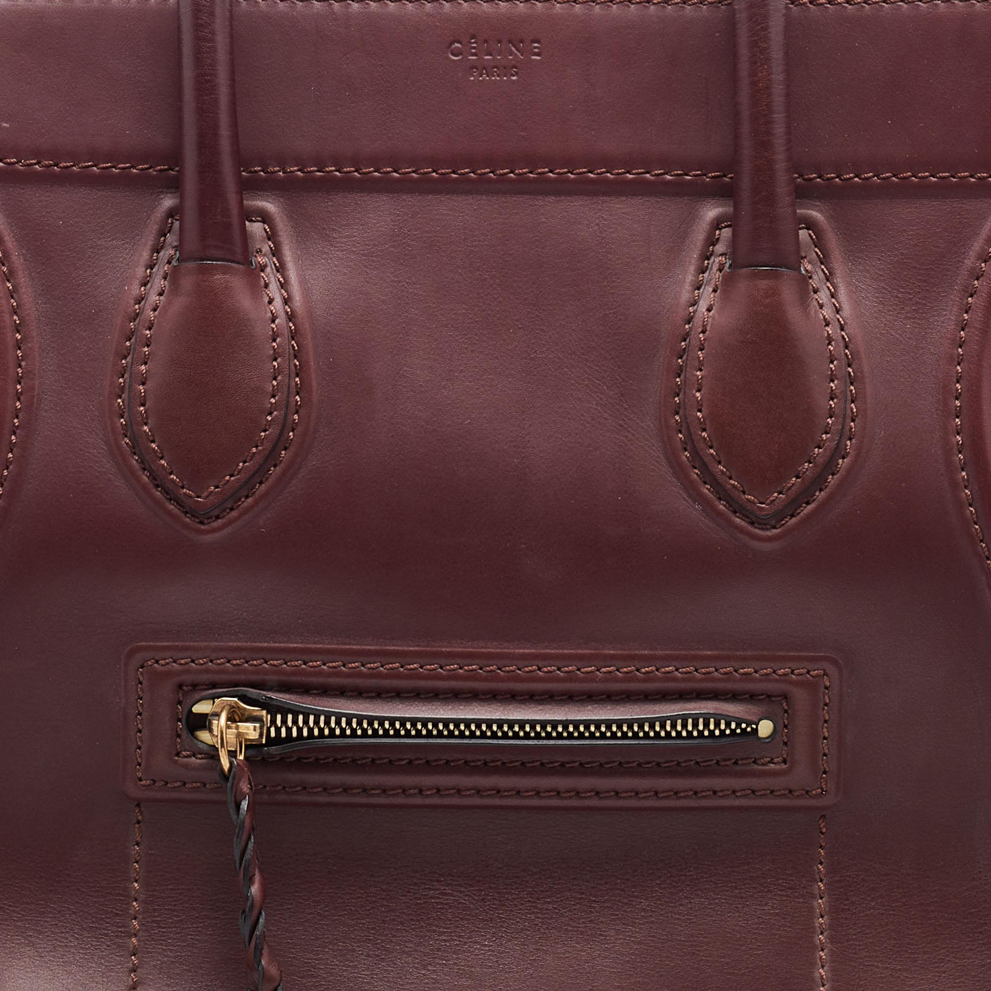 Celine Burgundy Leather Medium Phantom Luggage Tote 4