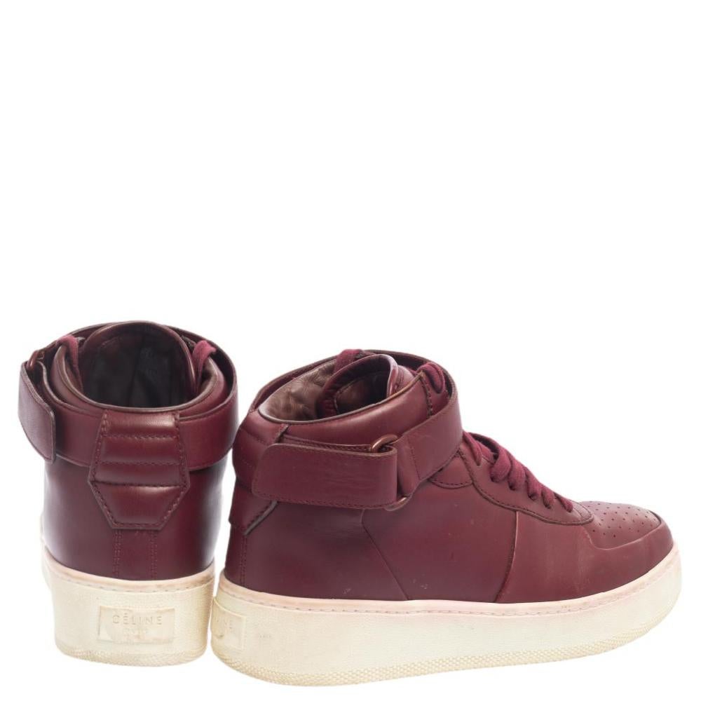 burgundy leather sneakers