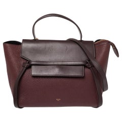 Celine Burgundy Leather Mini Belt Top Handle Bag