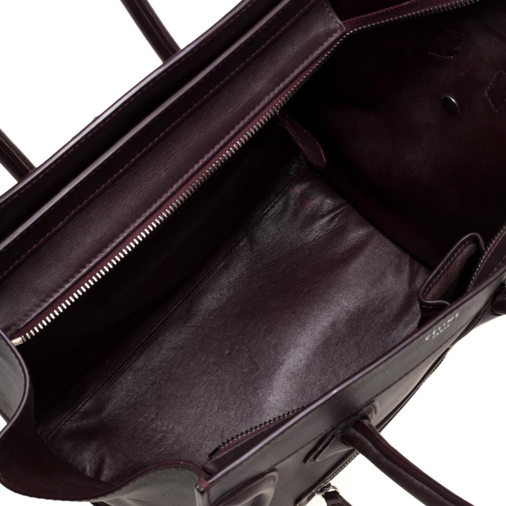 Celine Burgundy Leather Mini Luggage Tote 7