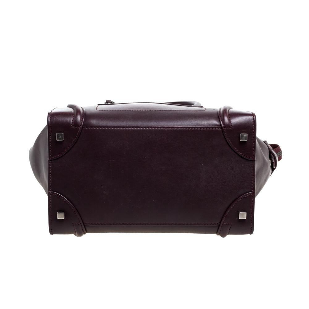 Women's Celine Burgundy Leather Mini Luggage Tote