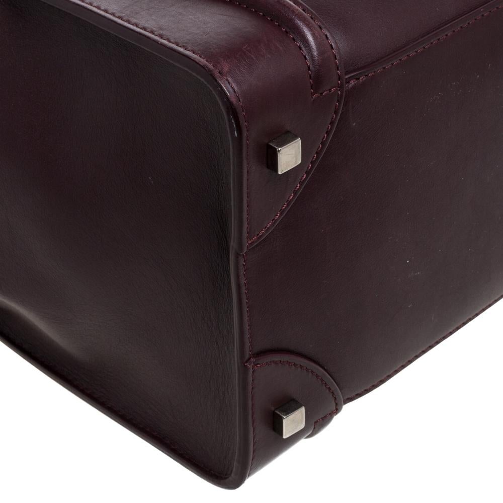 Celine Burgundy Leather Mini Luggage Tote 2