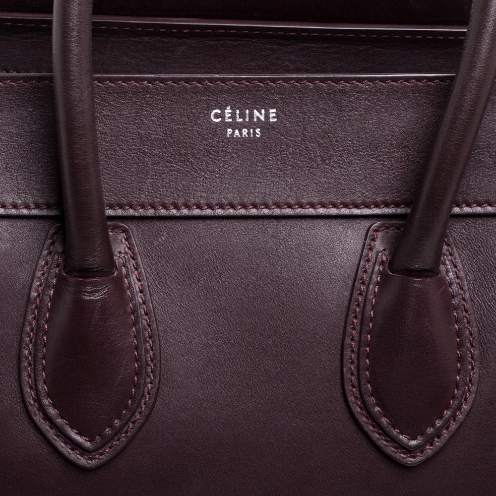 Celine Burgundy Leather Mini Luggage Tote 4