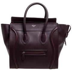 Celine Burgundy Leather Mini Luggage Tote