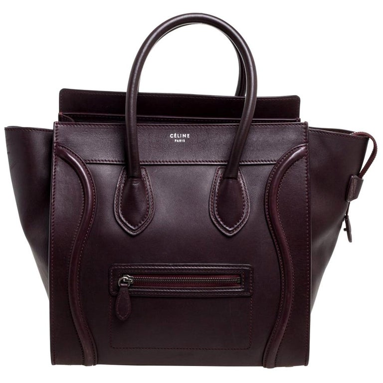 Celine Burgundy Leather Mini Luggage Tote at 1stDibs