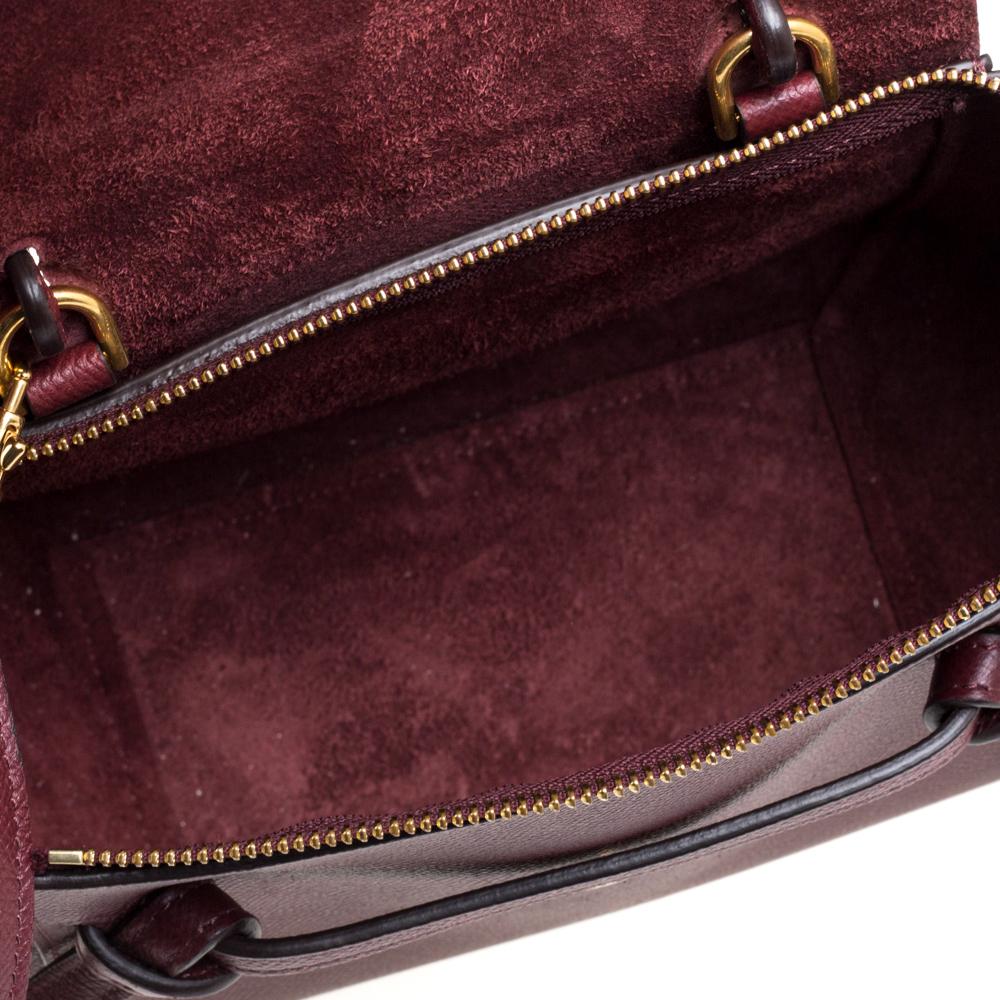 Celine Burgundy Leather Nano Belt Top Handle Bag 5