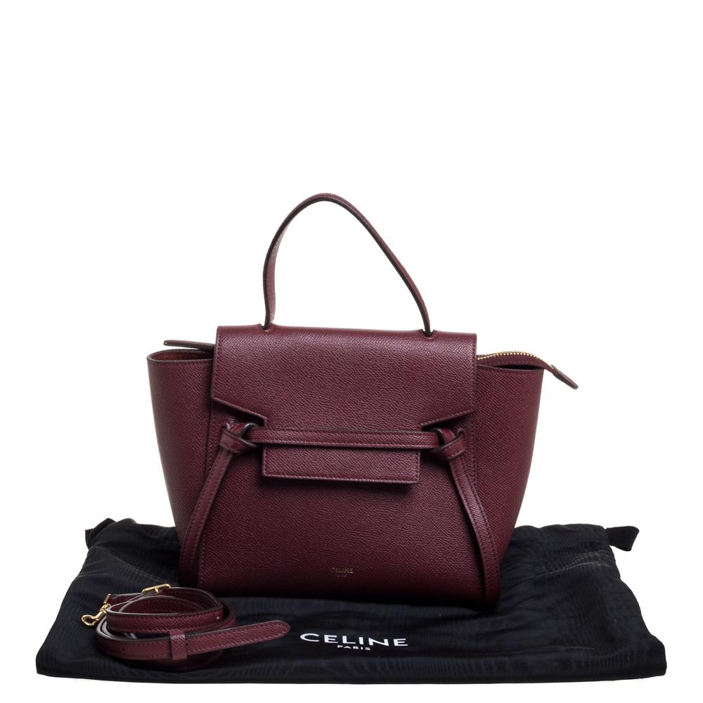 Celine Burgundy Leather Nano Belt Top Handle Bag 6