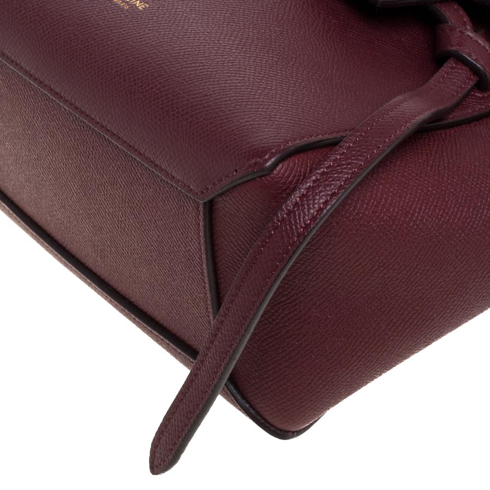 Celine Burgundy Leather Nano Belt Top Handle Bag 1