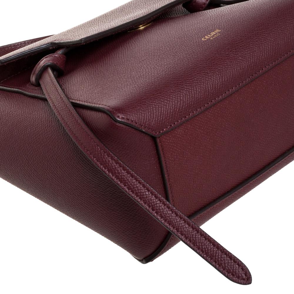 Celine Burgundy Leather Nano Belt Top Handle Bag 3
