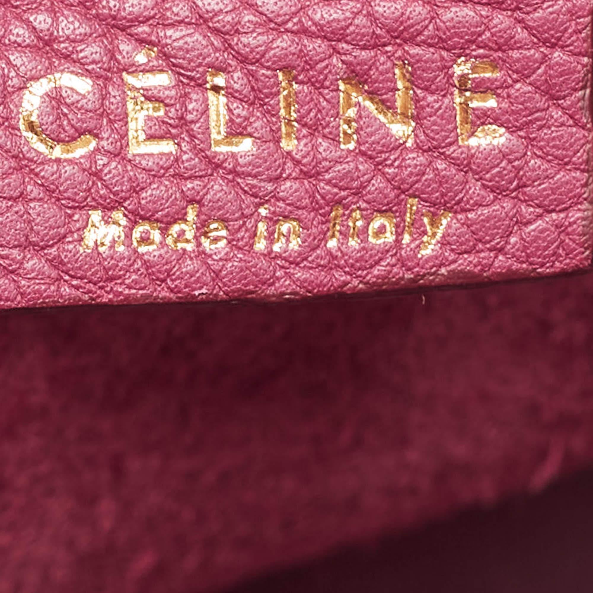 Celine Burgundy Leather Nano Luggage Tote Bag 9