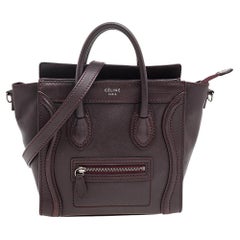 Celine Burgundy Leather Nano Luggage Tote