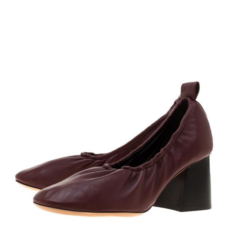 burgundy ballerina shoes