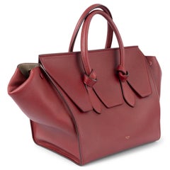 CELINE burgundy leather SMALL TIE Tote Bag