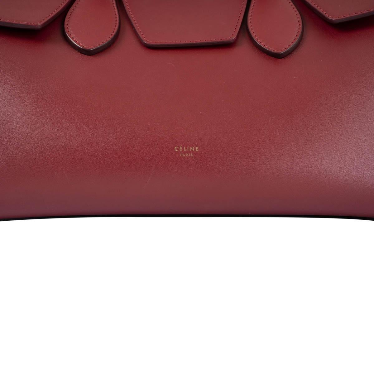 CELINE burgundy leather SMALL TIE Tote Bag For Sale 2