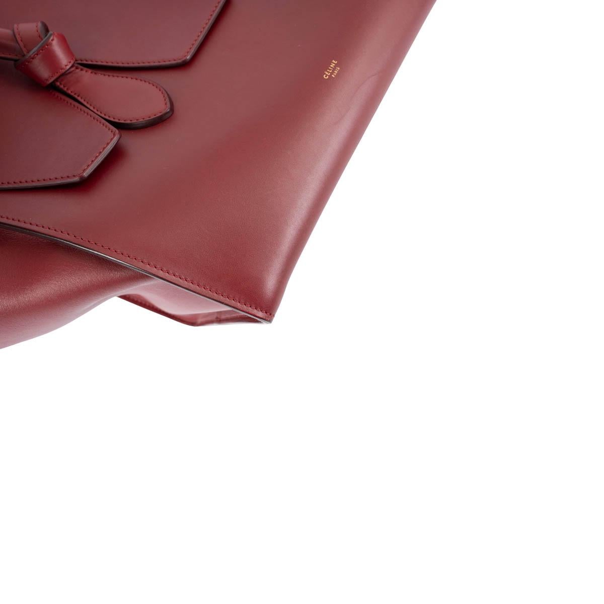 CELINE burgundy leather SMALL TIE Tote Bag For Sale 3