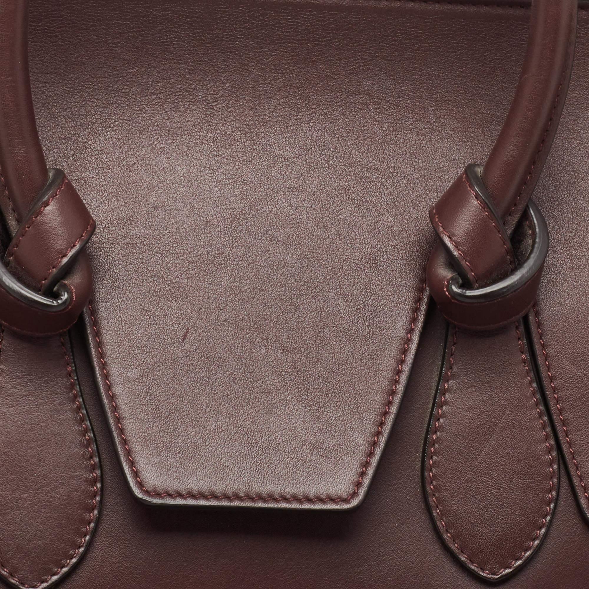 Celine Burgundy Leather Small Tie Tote For Sale 5